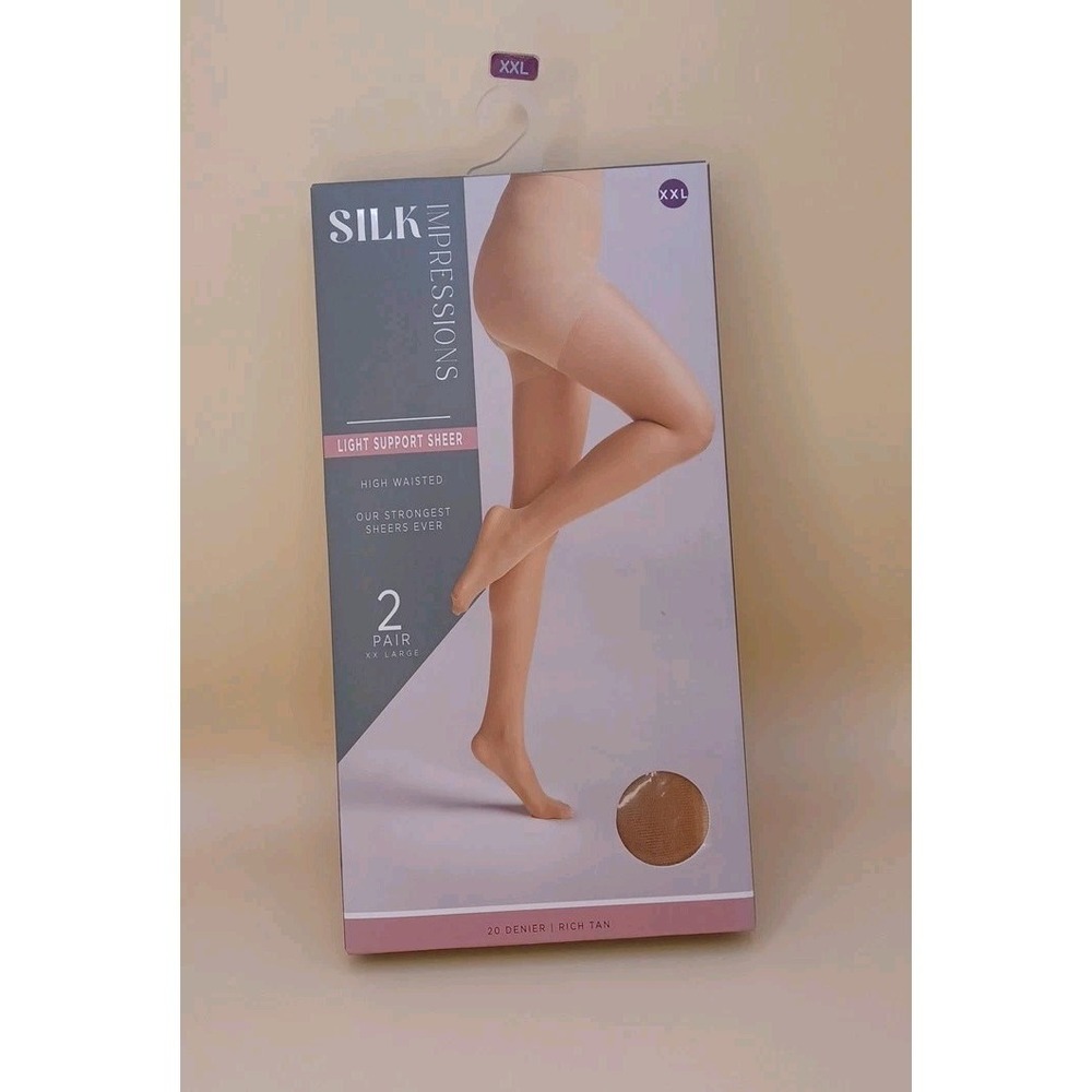 Pantyhose XXL Rich Tan Sheer Lt. Support  2 Pack  20 Denier
